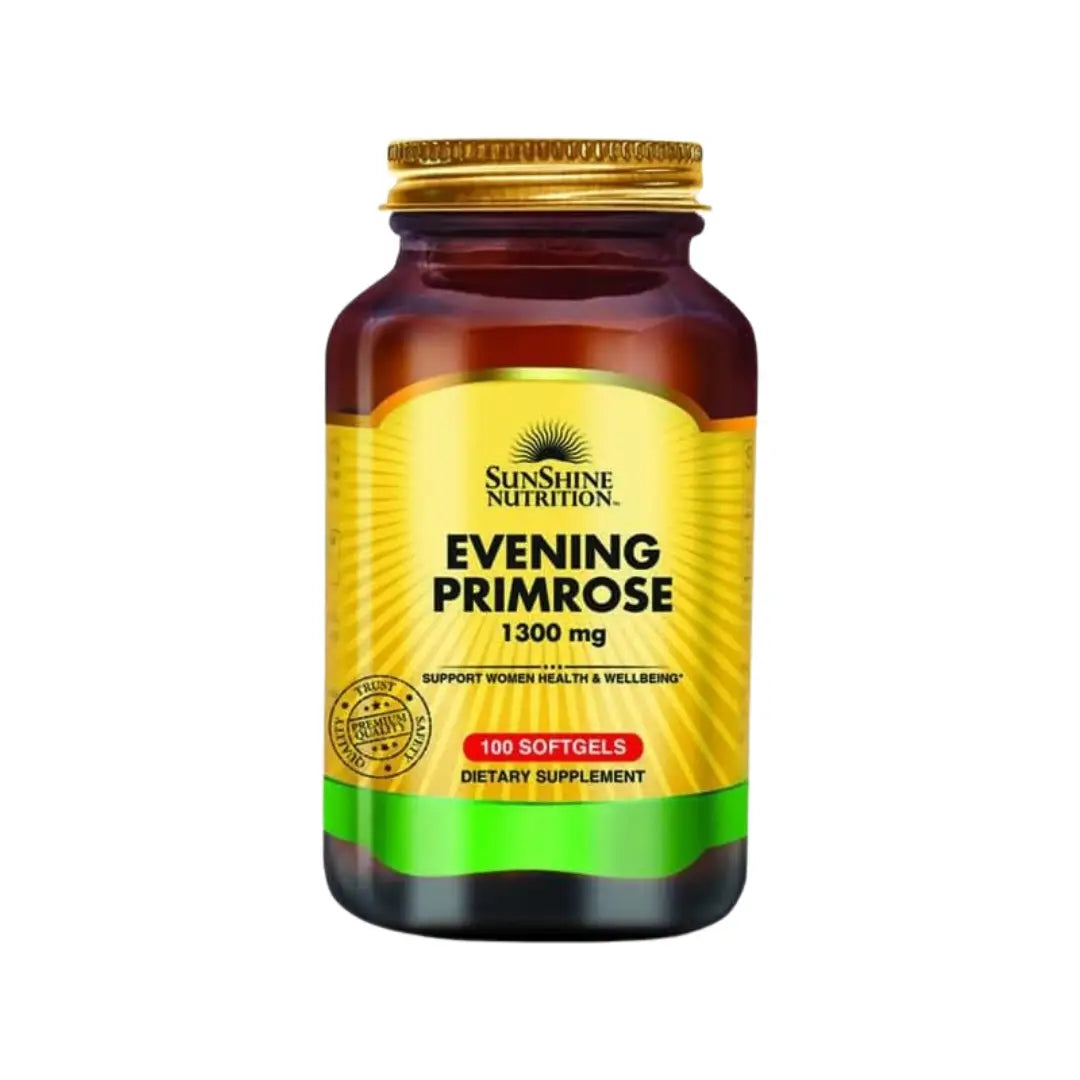 Sunshine Nutrition Evening Primrose Oil 1300mg Softgels 100s – GLA Essential Fatty Acid Supplement for Daily Wellness Support