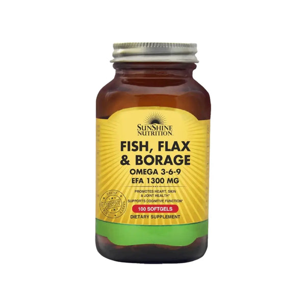Sunshine Nutrition Fish, Flax & Borage Omega 369 1300mg Softgels 100