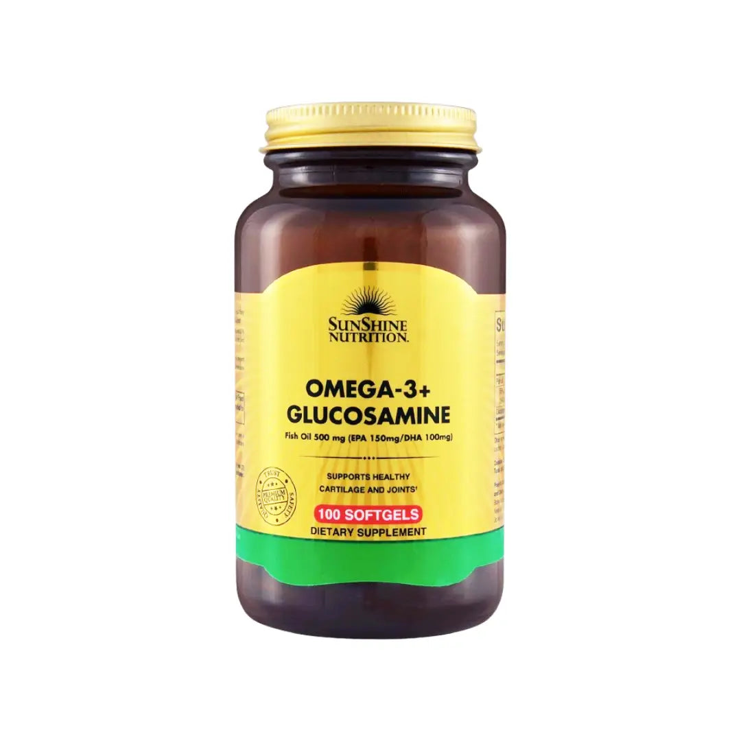Sunshine Nutrition Omega 3 Plus Glucosamine Softgels 100s – Fish Oil & Joint Support Dietary Supplement