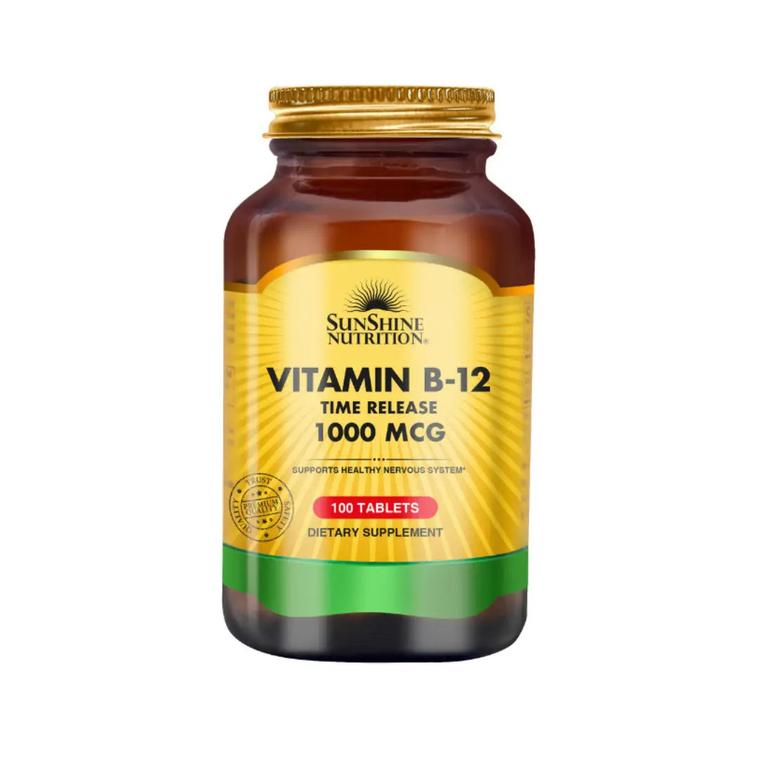 Sunshine Nutrition Vitamin B12 1000mcg Tablets 100s – High Strength B12 Supplement for Energy & Daily Wellness Support