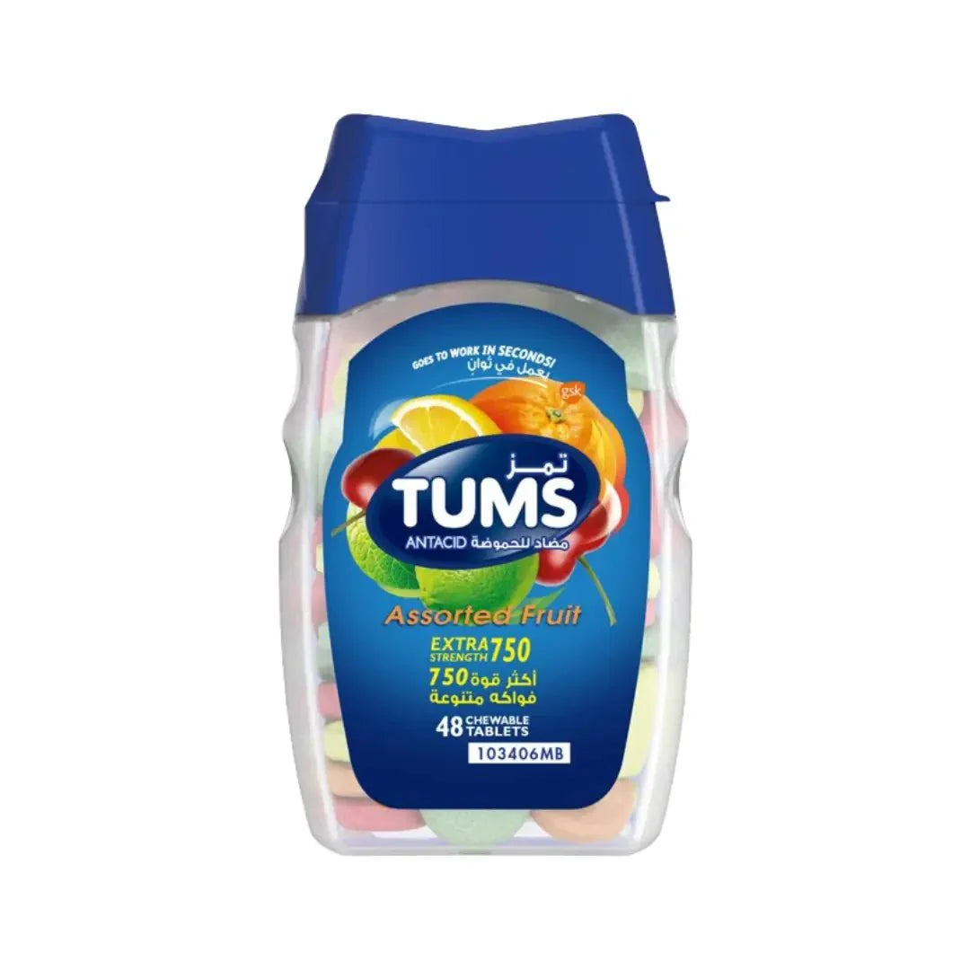 TUMS Extra Strength Chewable Tablets 48s antacid for fast relief from heartburn and indigestion