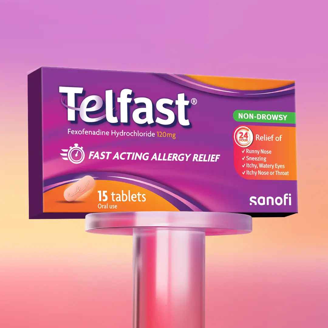 Telfast 120mg Tablets 15 Tablets – Non-Drowsy Allergy Relief for Hay Fever & Skin Allergies