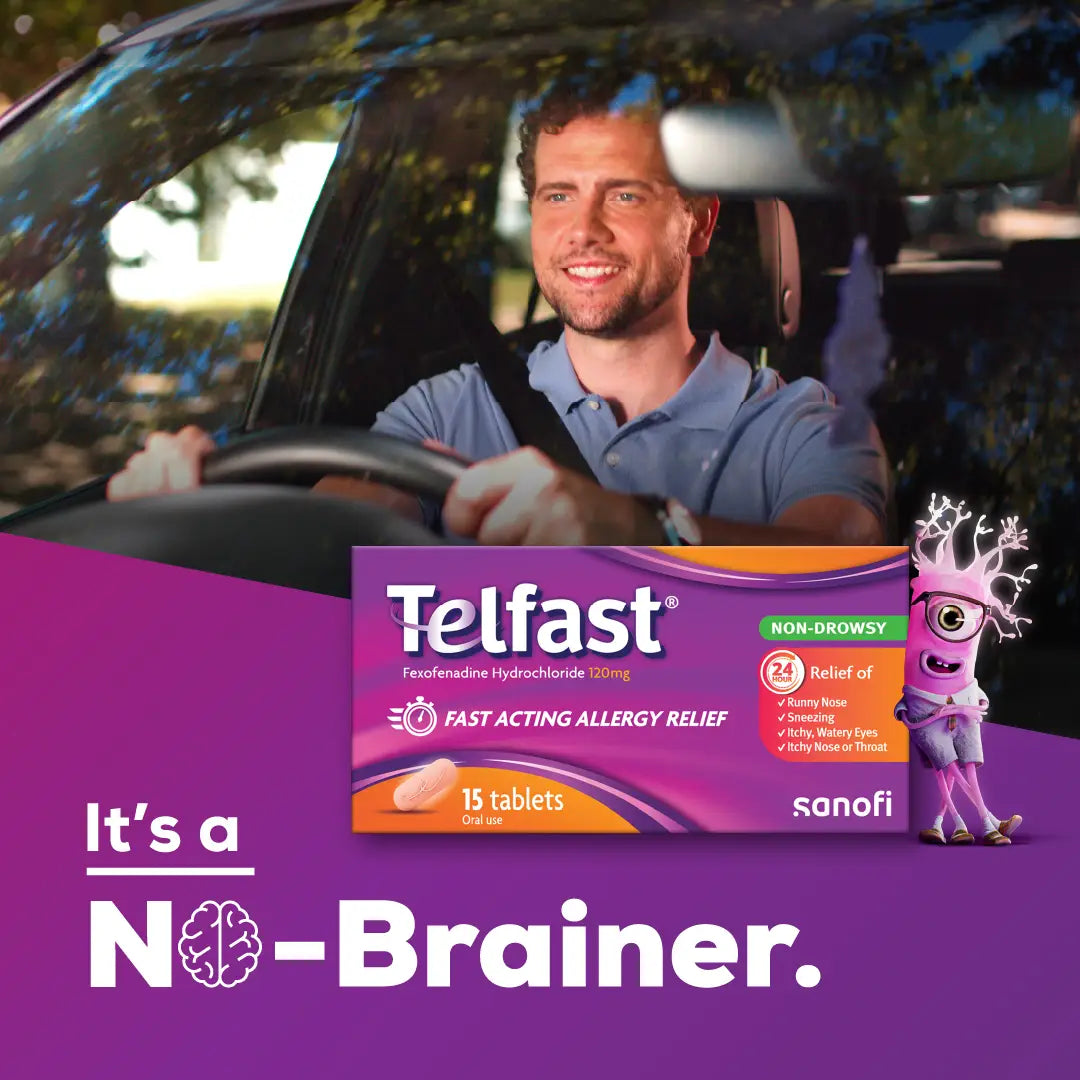 Telfast 120mg Tablets 15 Tablets – Non-Drowsy Allergy Relief for Hay Fever & Skin Allergies