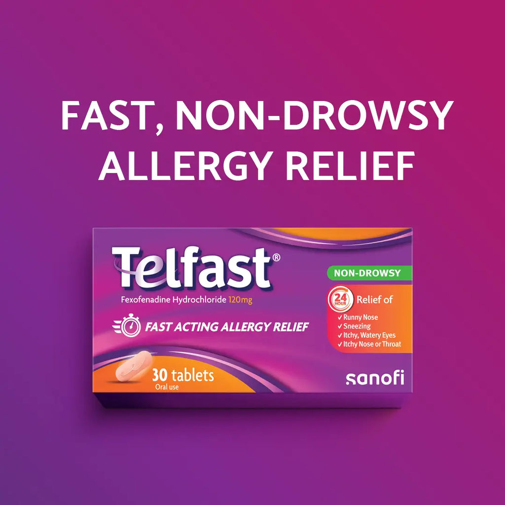 Telfast 120mg Tablets 30s – Fexofenadine Antihistamine for Allergy Relief