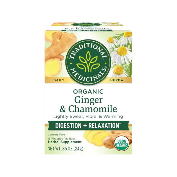 Traditional Medicinals Ginger & Chamomile Herbal Tea 16 Tea Bags