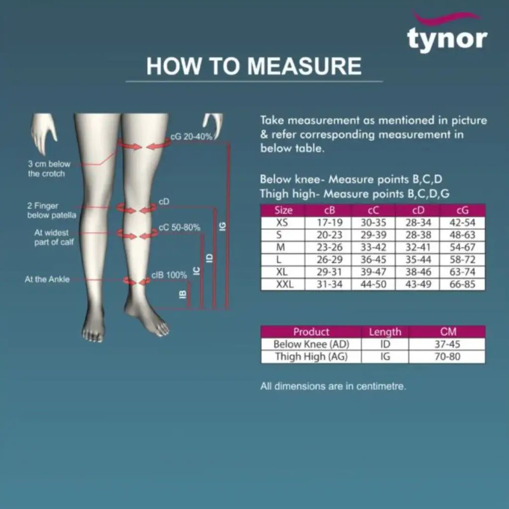 Tynor Compression Stockings Mid Thigh I-15 Large full length view