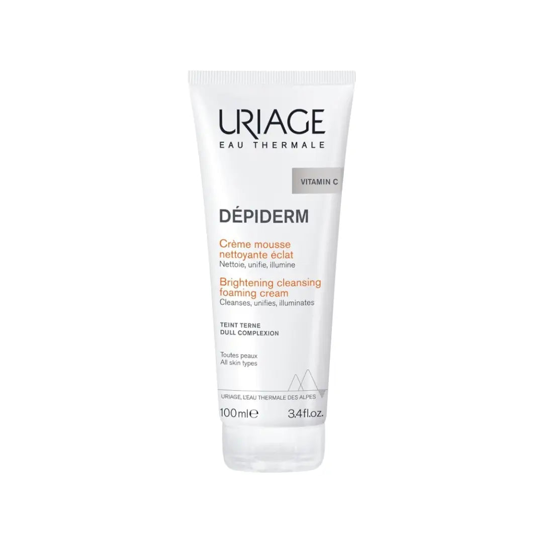 Uriage Depiderm Brightening Cleansing Foaming Cream 100ml – Gentle Face Cleanser for Radiant & Even Skin Tone