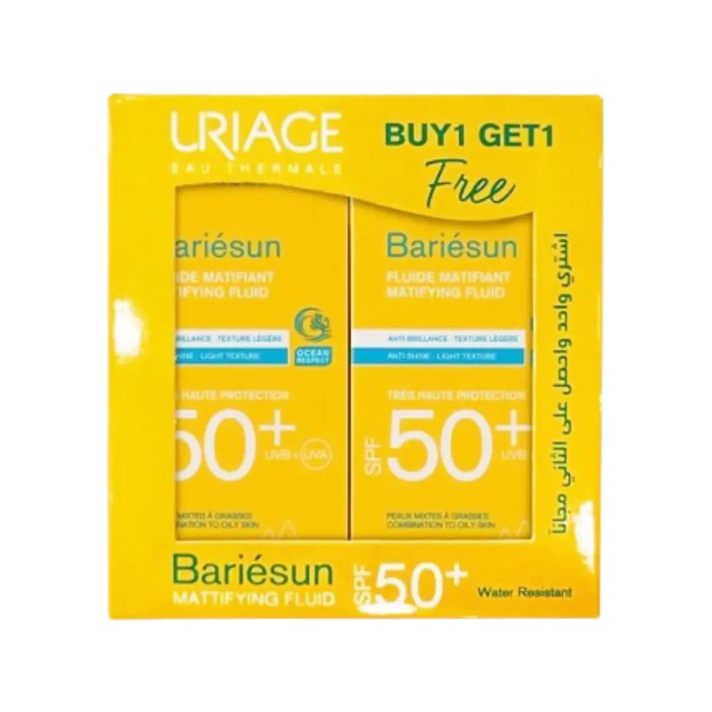 Uriage Bariésun SPF50+ Mattifying Fluid 50ml 1+1 Offer – Oil Control Sunscreen for Oily Skin