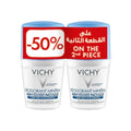 Vichy 48H Mineral Deodorant Roll-On 50ml | Aluminum Salt Free + 50% Off 2nd Piece