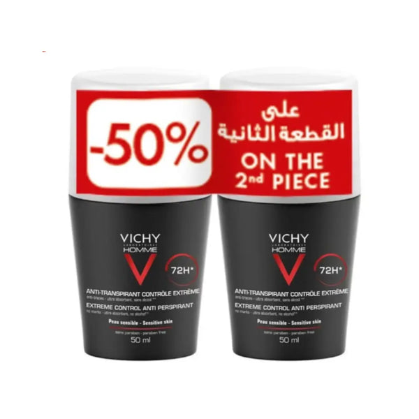 Vichy 72H Extreme Control Deodorant Roll 50ml 1pc + 50% Off on the 2nd PC