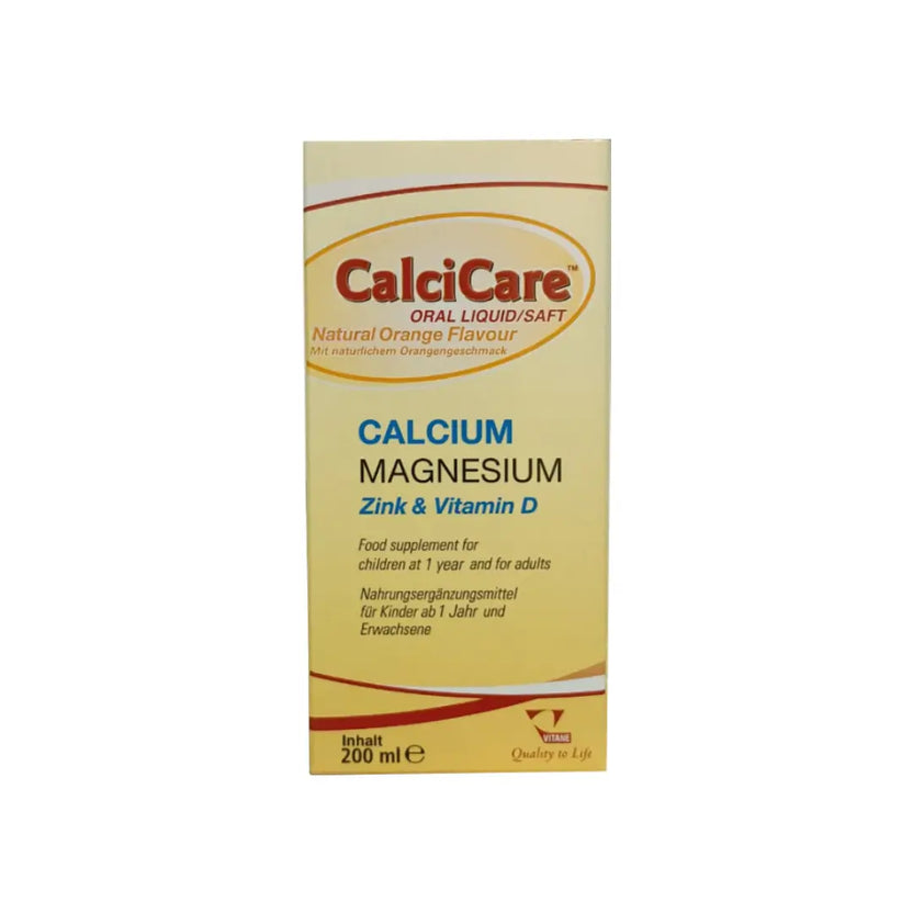 Calcicare Calcium Liquid 200ml, Easy-to-Take Liquid Calcium Supplement for Adults and Children, Supports Normal Bones and Teeth, Smooth Alternative to Calcium Tablets for the Whole Family