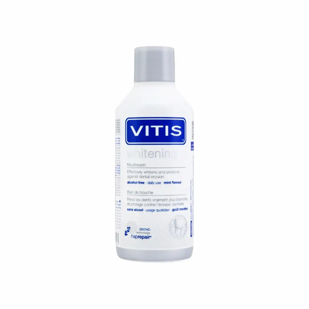 VITIS Whitening Mouthwash 500ml bottle front view for teeth whitening and oral care