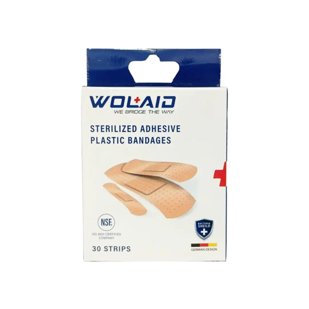 Wolaid sterilized adhesive plastic bandage 30s pack front view