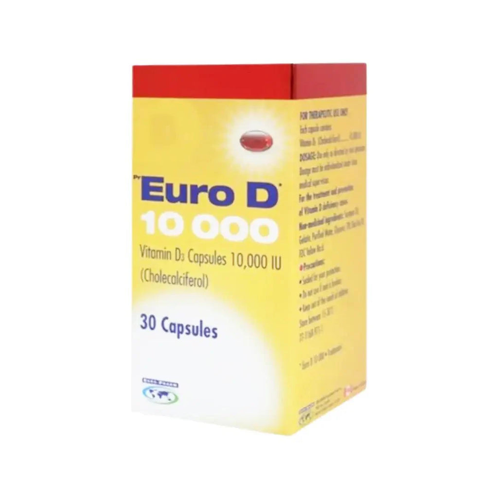 كبسولات فيتامين د يورو-د 10,000 وحدة دولية 30 كبسولة