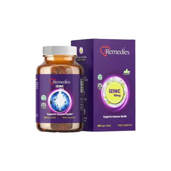 iRemedies iZINC 50mg Vegan Zinc Tablets 100 Count