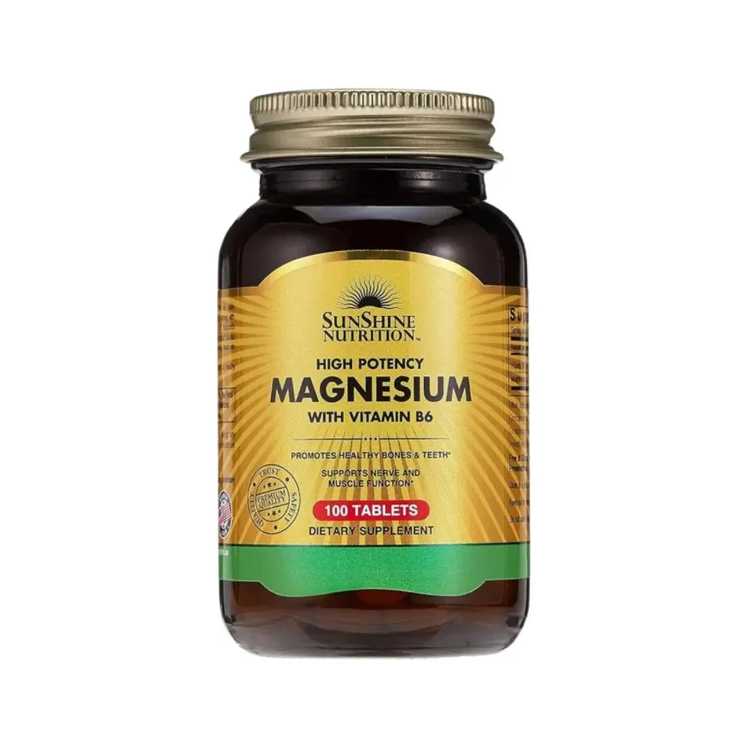 صن شاين نيوتريشن مغنيسيوم عالي الفعالية مع فيتامين ب6، أقراص 100